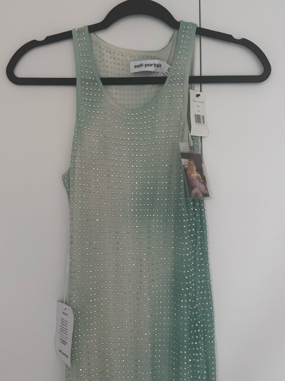 Self-Portrait Mint-to-Cream Rhinestone Racerback Maxi Dress - Picture 5 of 6